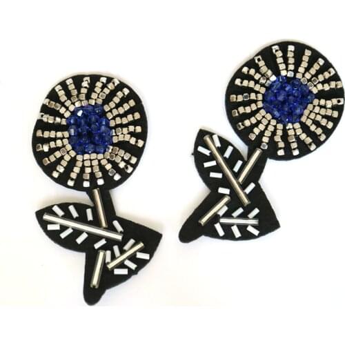 2pc/lot flower patches for clothes rhinestone beaded Patches for clothing DIY sew on parches Embroidery appliques