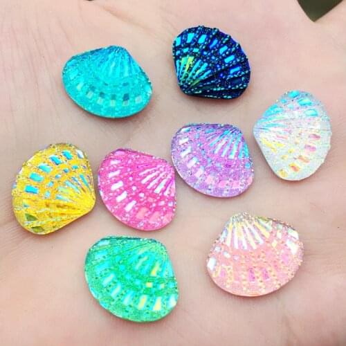 20pcs 15*18mm AB Resin drop Flatback shell Rhinestone crystal gem stone DIY Wedding Accessories -HE99