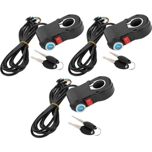 3pcs Electric Bike Motorcycle Automatic Identification Electric Bike Voltage Display Handlebar Switch Accessory with Lock