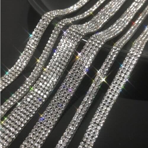 3yards Rhinestone Beaded Lace Trim For Belt Clothing Iron on Drill Glue Hotfix Patches Accessories