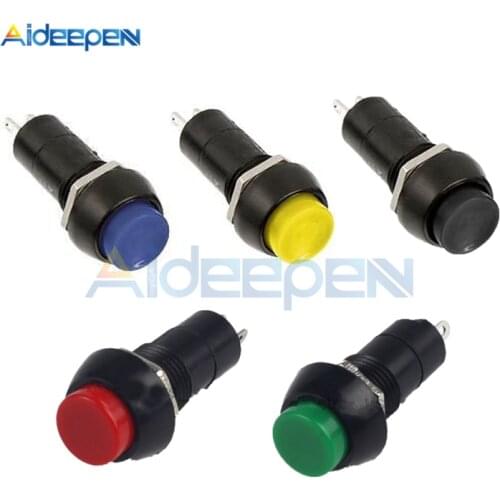 5Pcs/lot PBS-11B 12mm 2 Pin No Self-locking Plastic Push Button Switch Momentary Switch 3A 250V AC Black Blue Red Green Yellow