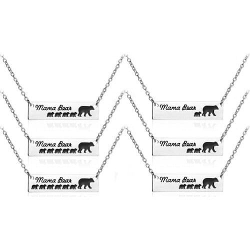 5 Style Mama Bear Necklace Tag Engraved Animal Pendant Necklaces Christmas Mom And 1 2 3 4 5 Babys Jewelry Gifts