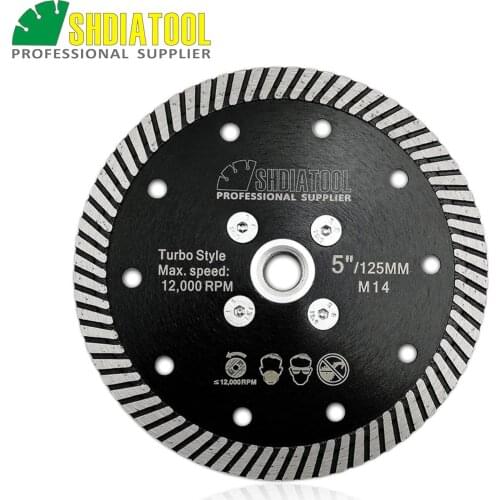 SHDIATOOL Dia 5"/125mm Diamond Hot Pressed Narrow Turbo Blade With M14 Thread Cutting Disc For Granite Marble Concrete Masonry