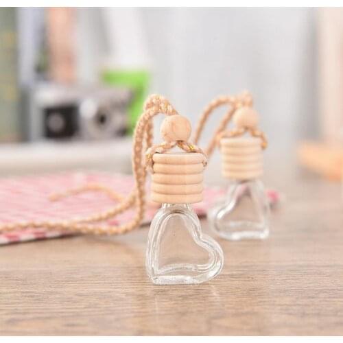 Heart Shape Car Air Freshener Perfume Empty Glass Bottle Hanging Decoration Long Lasting Fragrance