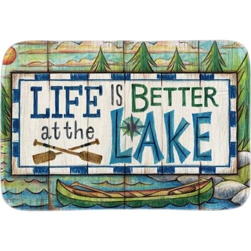 Home Decor Doormats With Life Is Better At The Lake Soft Lightness Indoor Soft Bathroom Mats Short Plush Fabric Floor Mats