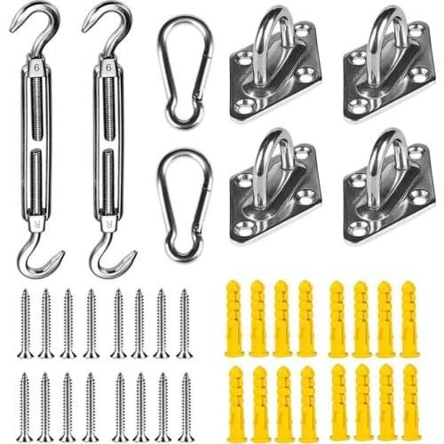 40pcs/set Shade Sail Kit 304 Stainless Steel Sunshade Hardware Kit Outdoor Patio Sail Installation Tools 2021 new