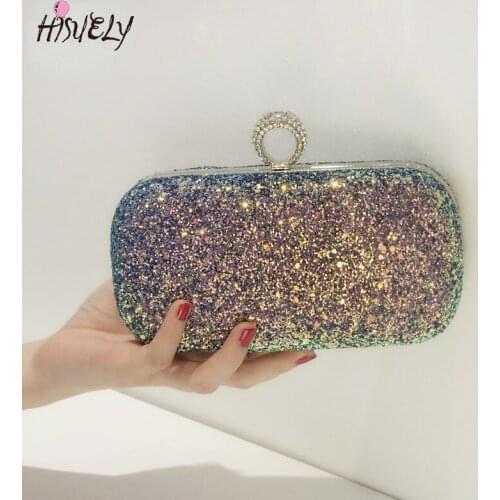 Creative sequin dinner bag ladies portable messenger bag cute creative ring handbag high quality fashion party wallet