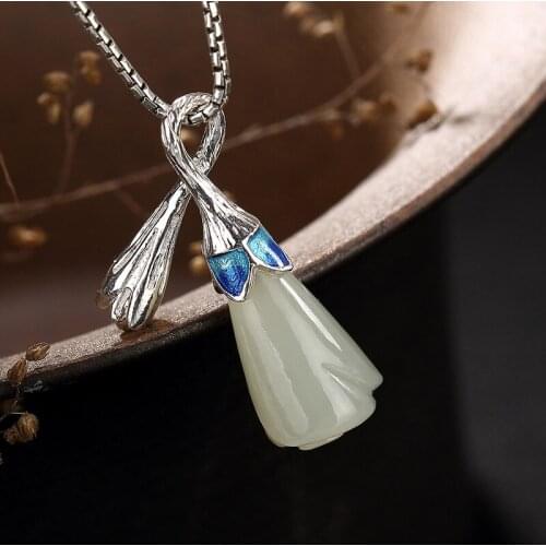 S925 Sterling Silver Magnolia Mosaic And Tadama Keitaeai Pendant Female High-end Clavicle Chain Pendant Wholesale