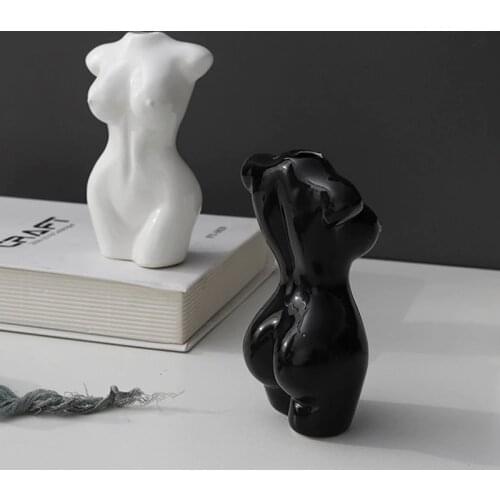 Small Decorative Female Body Vase Porcelain Creative Woman Body-shape Flower Vase Filler Pot Handmade Art Home Table Shelf Decor