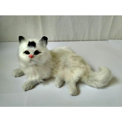 Cute simulation black head cat toy polyethylene & furs lying cat doll about 18x10cm 2840