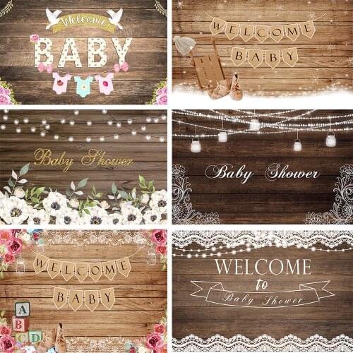 Mocsicka Wood Newborn Baby Shower Backdrop for Photography Child Birthday Photo Background Flower Light Photoshoot Photo Studio