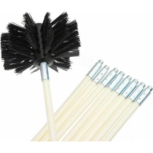 Nylon Chimney Cleaner Brush Brush Head+6 Connecting Rods Fireplace Kettle Rotary Sweep Brushes Home Kitchen Cleaning Tools