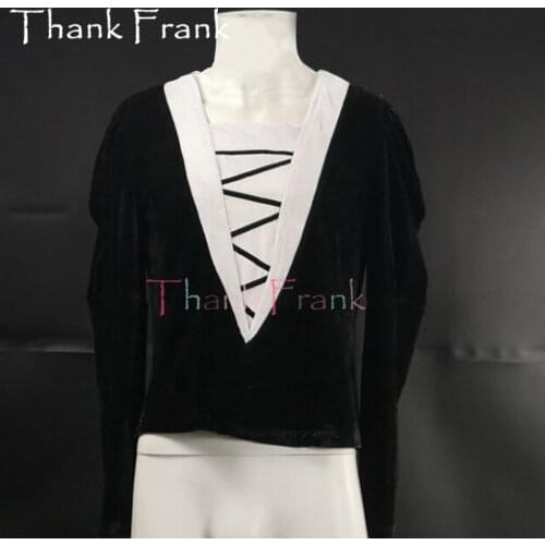 New Velvet Men Ballet Top Big V-Neck Male Stage Dance Costumes Custom Made Ballet Clothes Rave Festival Clothing For Boys C575