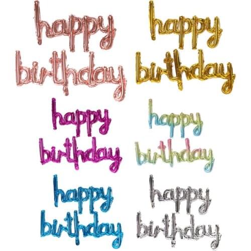 New happy birthday Conjoined Letters balloons Rose gold blue pink alphabets birthday party decoration banner baby shower globos