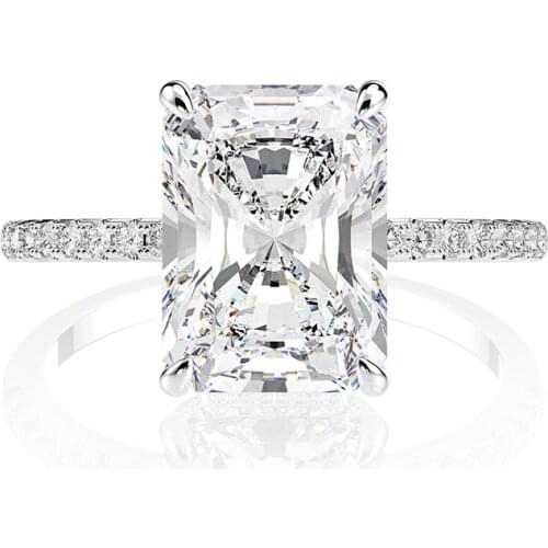 OEVAS Real 925 Sterling Silver Emerald Cut Created Moissanite Diamond Wedding Rings for Women Luxury Proposal Engagement Ring