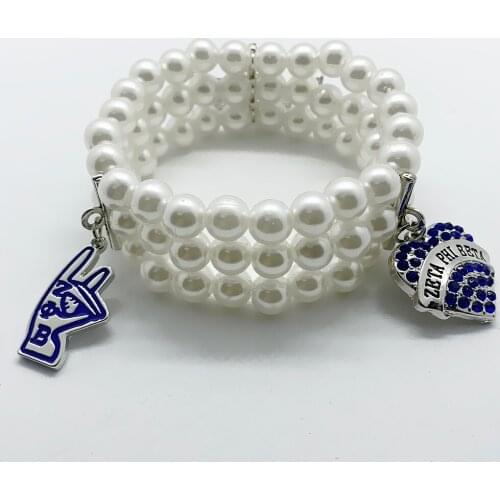 New Fashion Greek letter society ZETA PHI BETA sorority symbolic pendant three-layer imitation pearl braided bracelet bangle