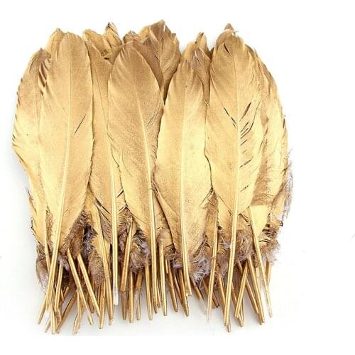 10pcs Gold Plated Feathers 5-7inches home accessories for Christmas Wedding Party Decoration DIY Handicrafts decor
