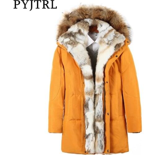 PYJTRL Young Mens And Womens Medium Long Lovers Down Jacket