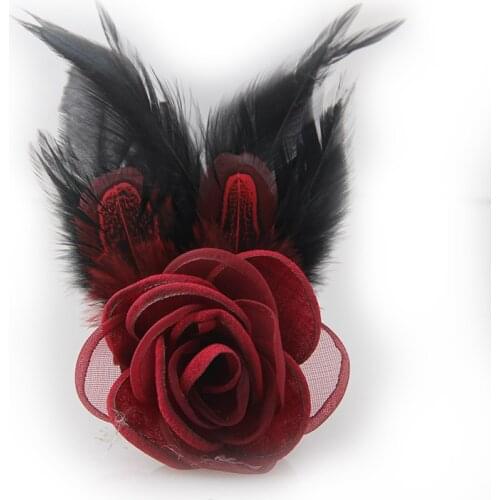 Handmade Fabric Cloth Art Flower Feather Brooch Pin Jewelry Luxury Clothing Wearing Corsage Brooches for Women Accessories