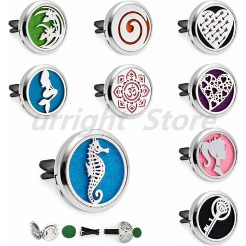 Popular seahorse Lollipop Diffuser locket removable Car Vent clip Essential Oil Perfume locket Magnetic 10 Pads randomly as gift