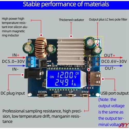 SK35L-DC adjustable power module | 0.6-30V 4A 35W 5V 6V 9V 12V, regulated DC boost/buck, laboratory DC power module