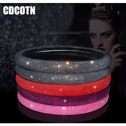 Rhinestone Auto Car Steering Wheel Covers With Diamonds Handlebar Cover Unisex Four Seasons Universal Auto Interior Accessorie