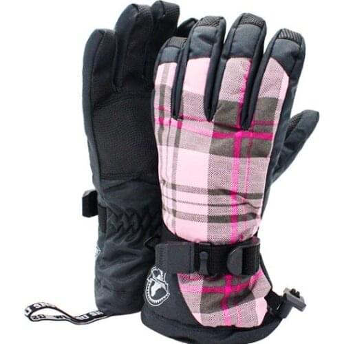 Women Pink Grid Thick Rainproof Ski Gloves Clearance High Quality Riding Cycling Mittens Winter Outdoor Insulated Sports Gloves