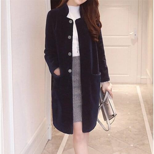 Winter Faux Coat Women Lamb Furs Jackets Fashion Stand Collar Coats Pink Fur Jacket Female Thick Warm Overcoat WXF35