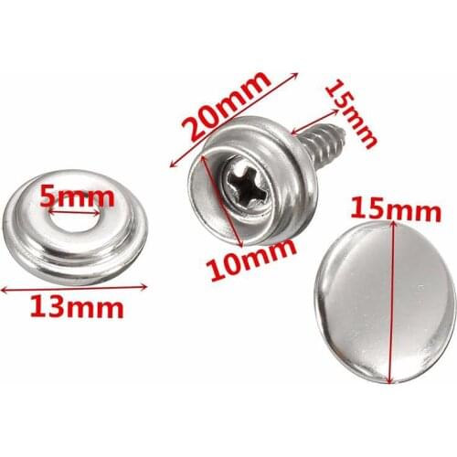 30 X Snap Press Stud Stainless Steel Fastener Cap Button Marine Boat Canvas New