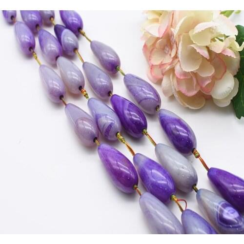49x20mm Natural water drop Dream purple stripe Agate stone beads For DIY Bracelet Necklace Jewelry Making Strand 15"