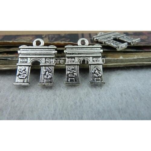 50Pcs 10*13mm Triumphal Arch Charms Pendant Antique Silver Tone DIY Jewelry Making