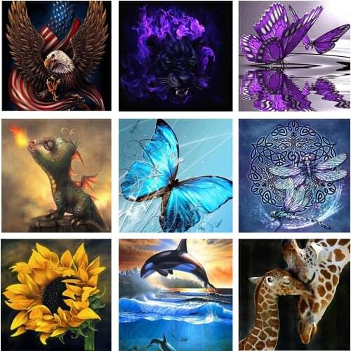 DIY Diamond Mosaic Whale Dolphin Needlework Full Square/Round Diamond Painting Cross Stitch Diamond Crystal Wall Art