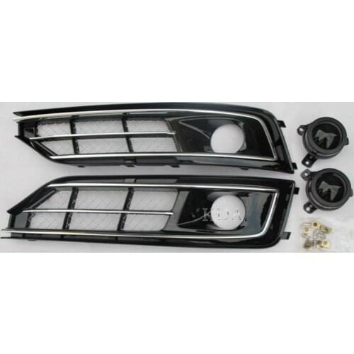 Auto Left Right Front Chrome Bumper Fog Light Grill Mesh Cover Racing Grills With ACC Set For Audi A8 2015 2016 2017 2018 2019