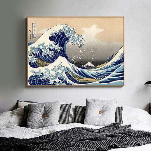 The Great Wave of Kanagawa Ukiyoe Japanese Canvas Paintings Famous Vintage Decoration Bedroom Posters Prints Art Wall Home Decor