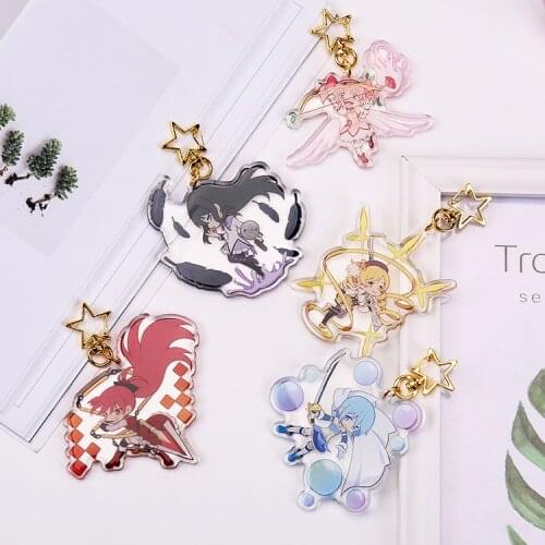 Keychain Puella Magi Madoka Magica Akemi Homura Tomoe Mami Sakura Kyouko Acrylic Keyring Cartoon Itabag Pendant Toy Cosplay