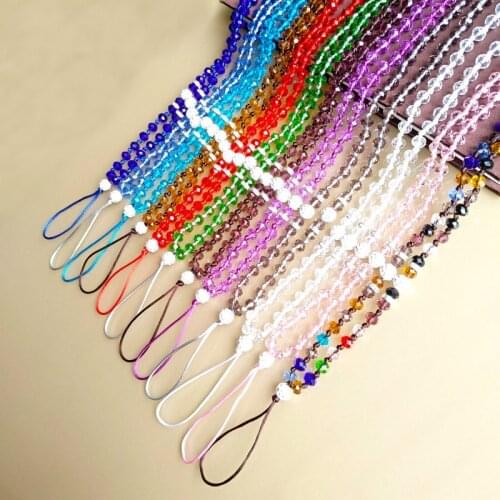 New Colorful Crystal Beads Chain Mobile Phone Strap Holders Necklace Colorful Lanyard for Phone 2021 Fashion Chains Accessories