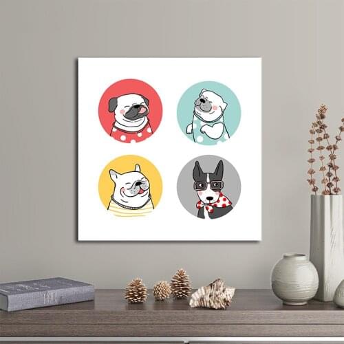 Nursery Kids Room Decor Wall Art Cartoon Animal Posters and Prints for Living Room Dog Cat Canvas Picture On Wall Loft Frameless