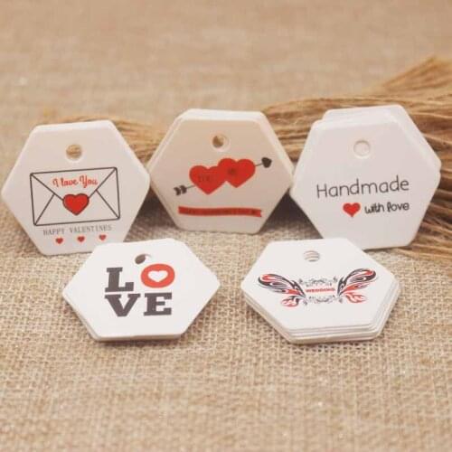 Feiluan 400pc/lot kraft/white gifts decoration tag DIy Handmade w/red heart wedding favors label tag /candys/party supilers tag