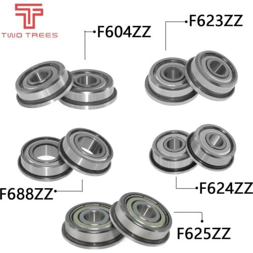 10pcs Flange Ball Bearings F604ZZ F623ZZ F624ZZ F625ZZ F688ZZ 3D Printers Parts Deep Groove Pulley Wheel Aluminium Part
