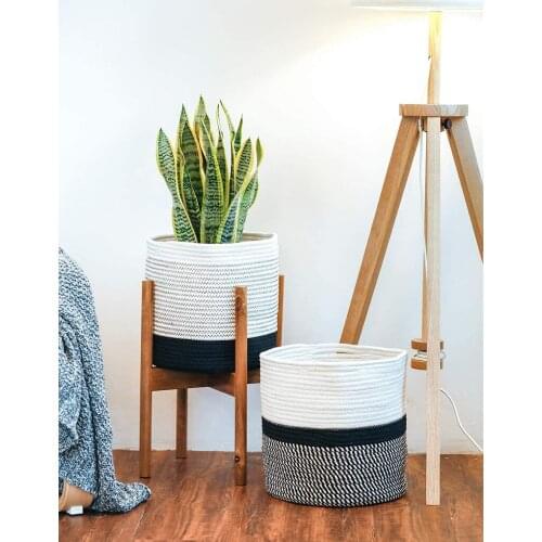 Cotton Rope Woven Basket Flower Pot Basket Flower Basket Round Storage Basket Home Decor Dirty Clothes Basket Storage Basket