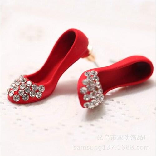 Personality High Heels Crystal Earrings Funny Womens Creative Fashion Rhinestone Puncture Jewelry Birthday Gifts For Girlfriend