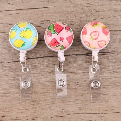 JF757 Fashion Fruit Watermelon Lemon Strawberry Retractable Badge Reel Student Nurse Exhibition ID Name Card Badge Holder