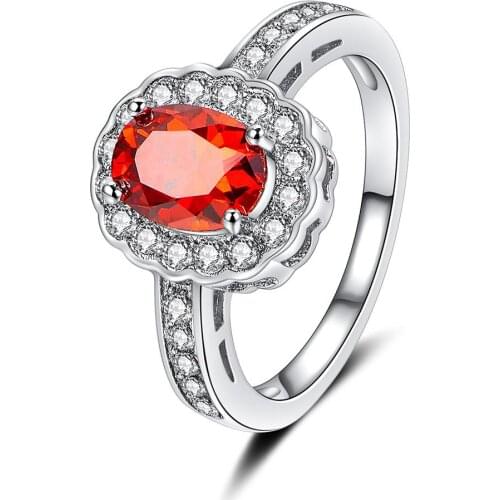 Modern Design Fashion Oval Office Career Special Cut Ring Wedding Finger Purple Red Zirconia Jewelry Engagement Rings For Women