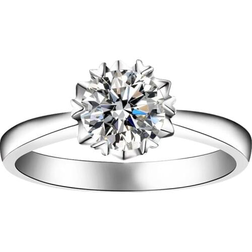 Round Brilliant Cut 14K White Gold Snowflake style Moissanite Ring 1ct 2ct 3ct Lab Diamond Engagement Anniversary Ring Female