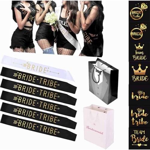 Team Bride Tribe Bridesmaid sash Gift Bag tattoo sticker for Bride To Be Bachelorette Hen Party Bridal Shower decoration gift