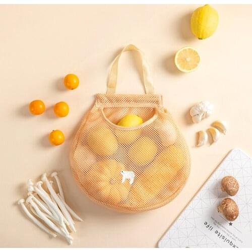Colorful Kitchen Fruit Vegetable Storage Mesh Bag Wall-Mounted Sundries Storage Bag Organize Portable Breathable Hanging Holder