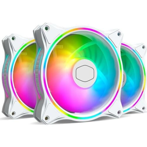 Cooler Master MF120 HALO White 3 in 1 Kit 120mm silent and colorful ARGB PWM case cooling fan, support Shenguang synchronization
