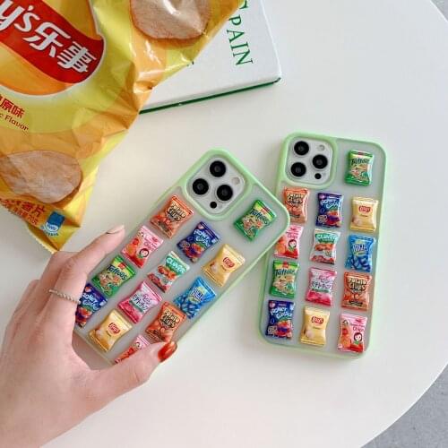 Hot Sale 3D Embossed Potato Chips Design Phone Case for iPhone 12 Creative Snacks Style Back Cover for iPhone 11/7/8/XS/X/XR/MAX