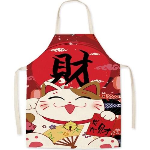 Lucky Cat Apron Creative Kitchen Apron Dinner Party Linen Cooking Apron Adult Baking Accessories Aprons for Woman Modern