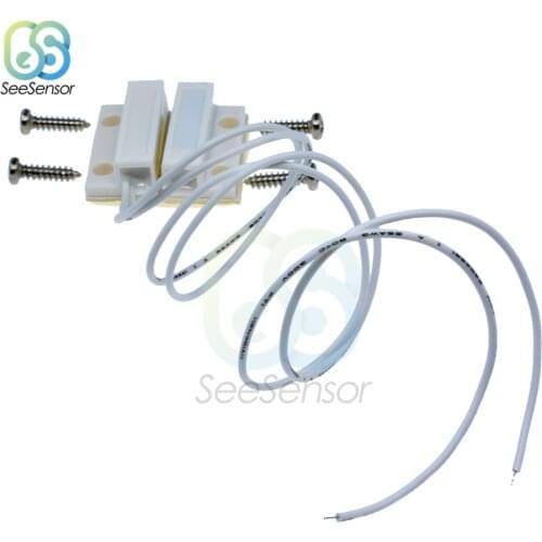 1 Pair MC-38 Wired Door Window Sensor Switch Normally Closed NC ABS White Home Alarm System Magnetic for Wooden Door